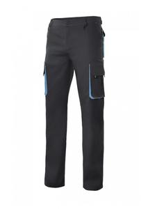 VELILLA V3004 - BROEK MULTI-POCKET TWEEKLEURIG Black / Sky Blue