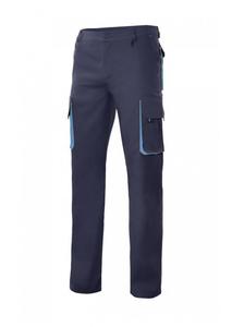 VELILLA V3004 - BROEK MULTI-POCKET TWEEKLEURIG Navy / Sky Blue