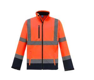 Yoko YKK09 - Softshell jas met hoge zichtbaarheid Hi Vis Orange/Navy