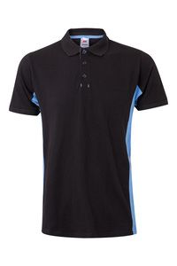 Velilla 105504 - SS TWO-TONE POLO Black / Sky Blue