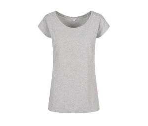 BUILD YOUR BRAND BYB013 - LADIES WIDE NECK TEE Heather Grey